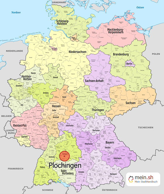 Deutschlandkarte mit Plochingen