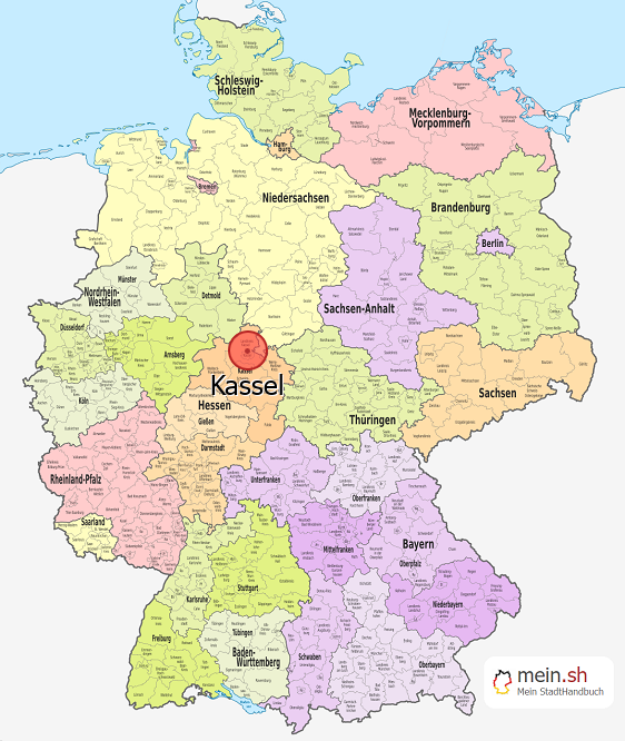 Deutschlandkarte mit Kassel