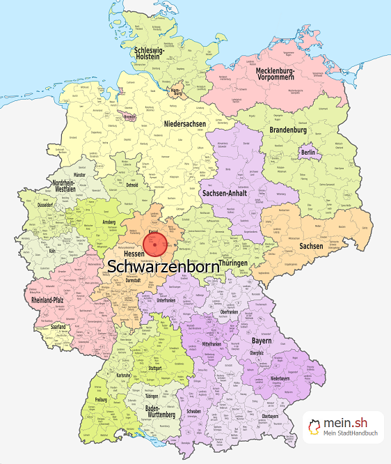 Deutschlandkarte mit Schwarzenborn