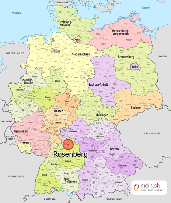 Deutschlandkarte mit Rosenberg