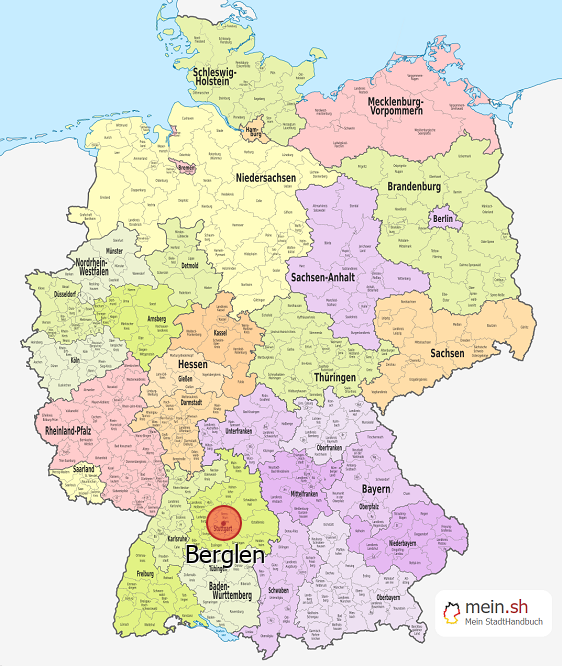Deutschlandkarte mit Berglen