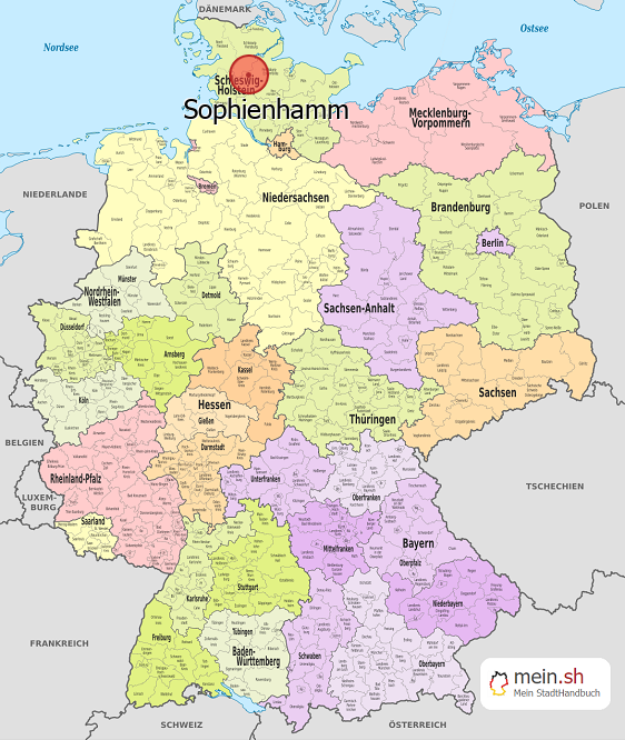 Deutschlandkarte mit Sophienhamm