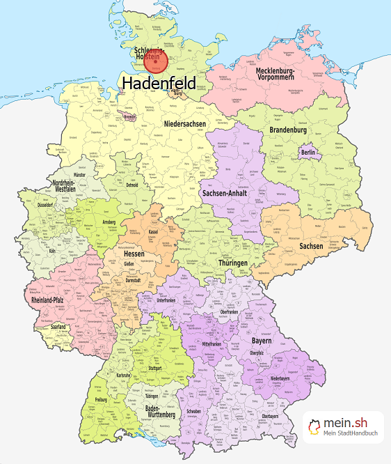 Deutschlandkarte mit Hadenfeld