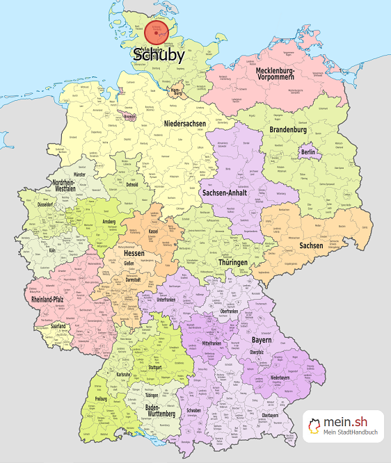 Deutschlandkarte mit Schuby
