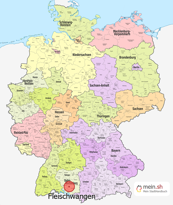 Deutschlandkarte mit Fleischwangen