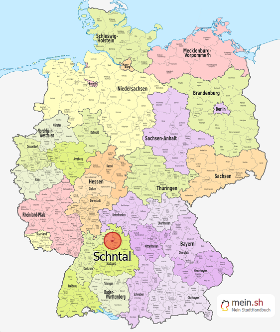 Deutschlandkarte mit Schntal