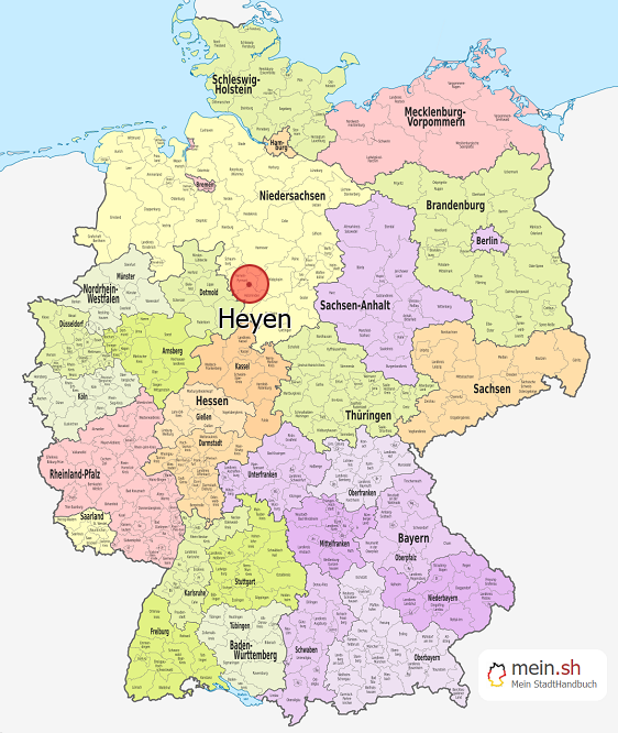 Deutschlandkarte mit Heyen