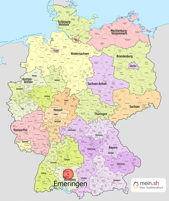 Deutschlandkarte mit Emeringen