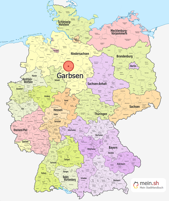 Deutschlandkarte mit Garbsen