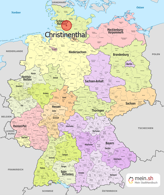 Deutschlandkarte mit Christinenthal