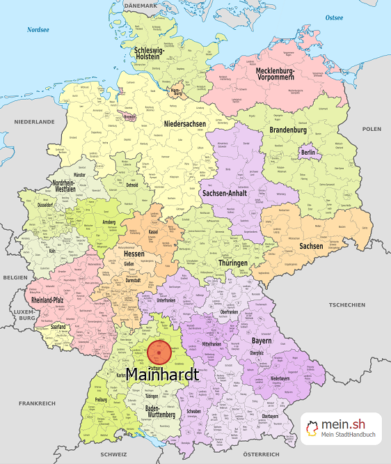 Deutschlandkarte mit Mainhardt