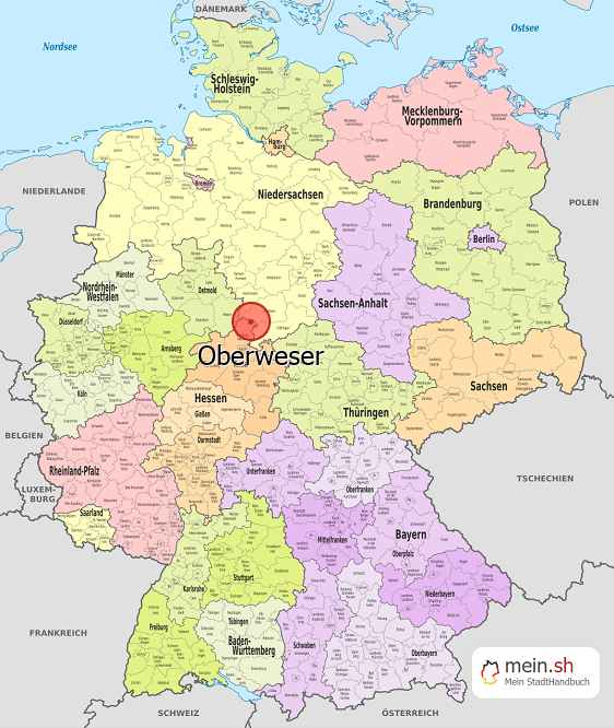 Deutschlandkarte mit Oberweser