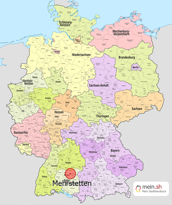 Deutschlandkarte mit Mehrstetten
