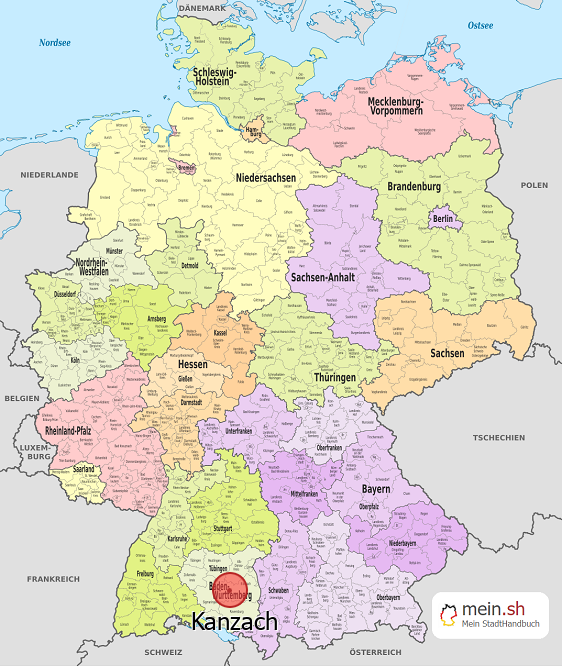 Deutschlandkarte mit Kanzach