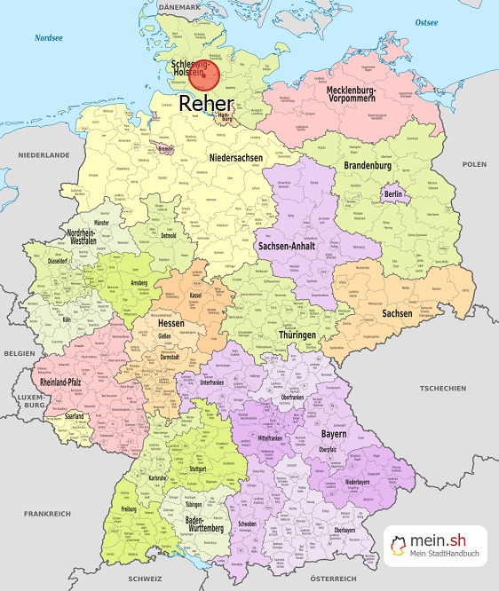 Deutschlandkarte mit Reher