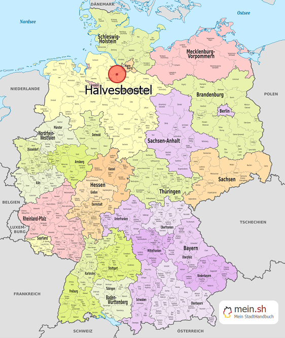 Deutschlandkarte mit Halvesbostel