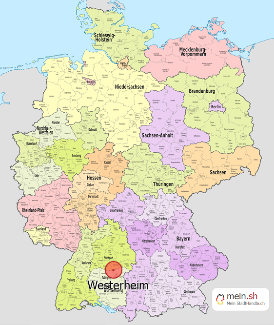 Deutschlandkarte mit Westerheim