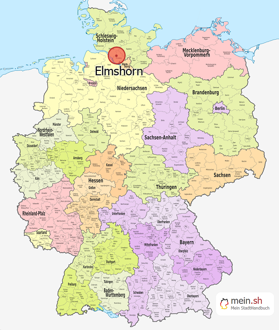 Deutschlandkarte mit Elmshorn