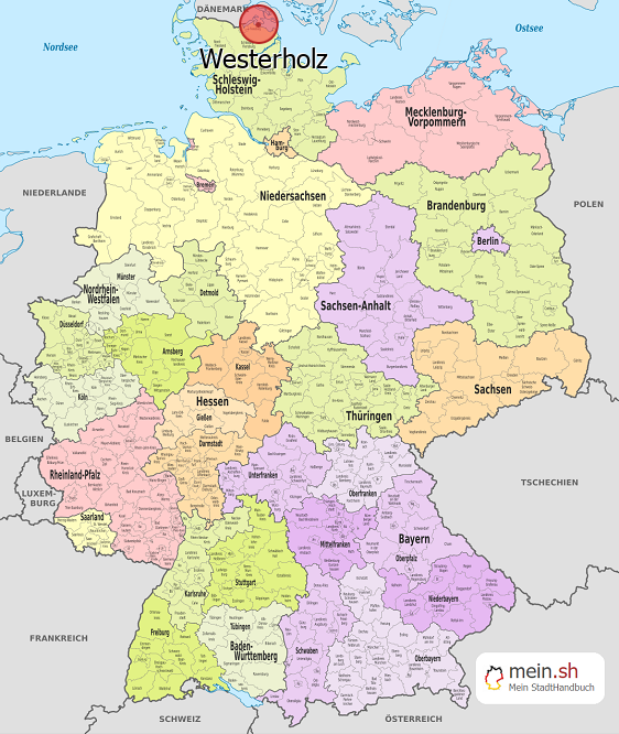 Deutschlandkarte mit Westerholz