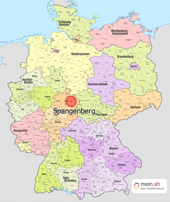 Deutschlandkarte mit Spangenberg
