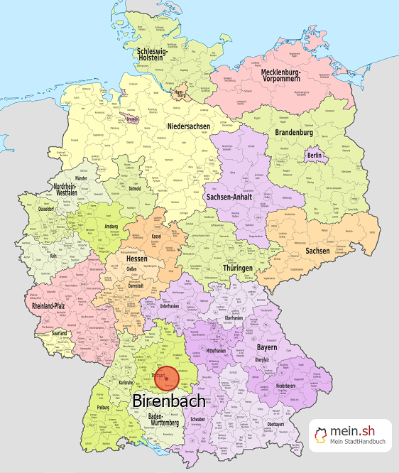 Deutschlandkarte mit Birenbach