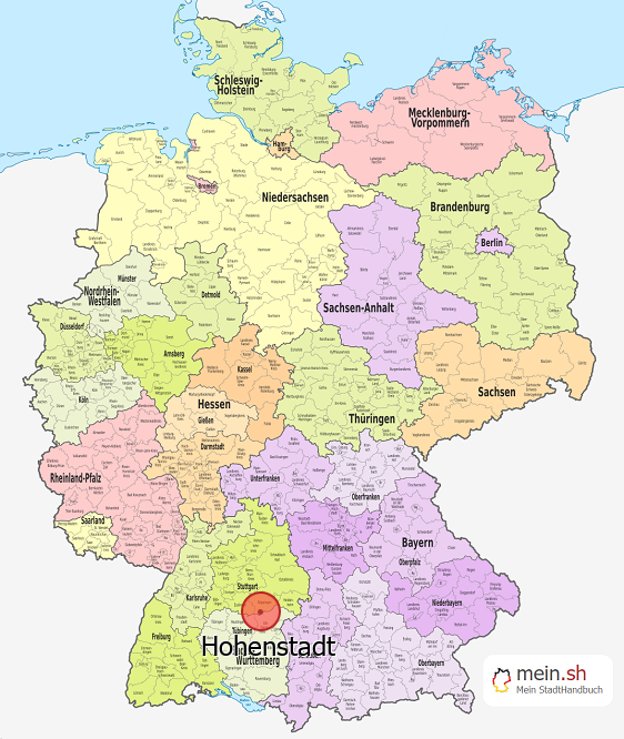 Deutschlandkarte mit Hohenstadt