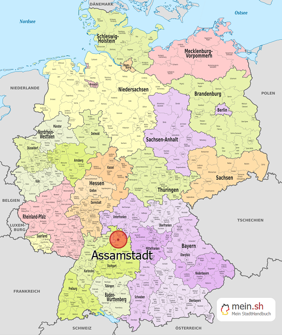 Deutschlandkarte mit Assamstadt