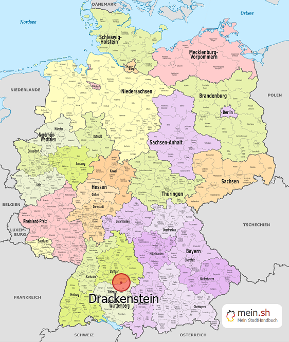Deutschlandkarte mit Drackenstein
