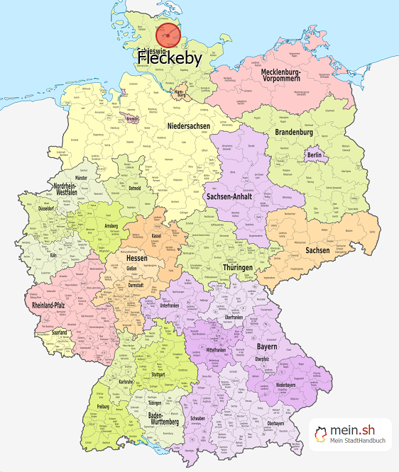Deutschlandkarte mit Fleckeby