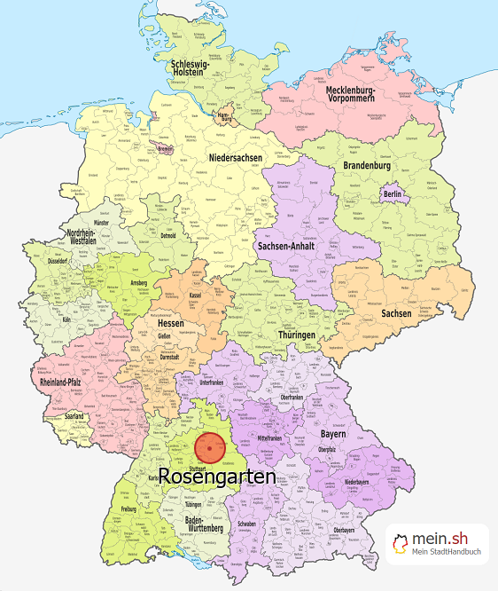 Deutschlandkarte mit Rosengarten