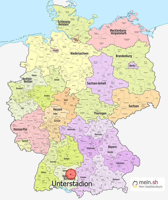 Deutschlandkarte mit Unterstadion