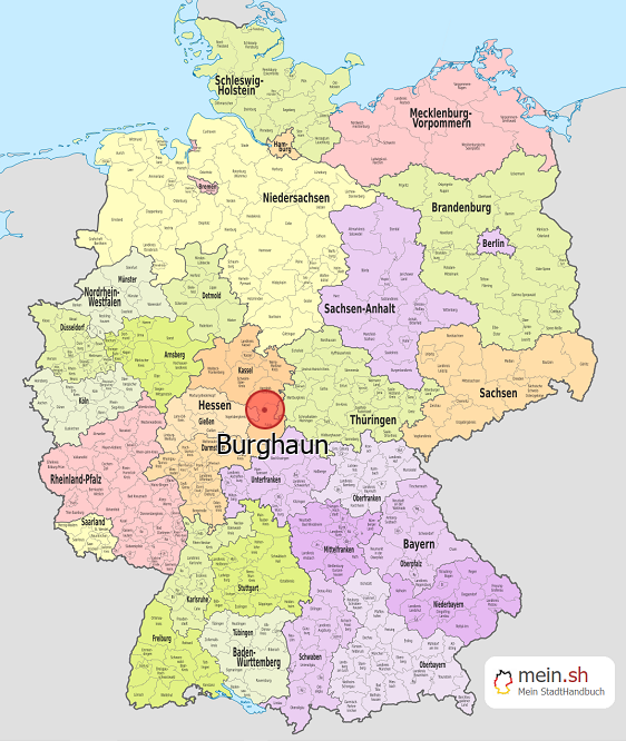 Deutschlandkarte mit Burghaun