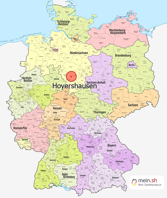 Deutschlandkarte mit Hoyershausen