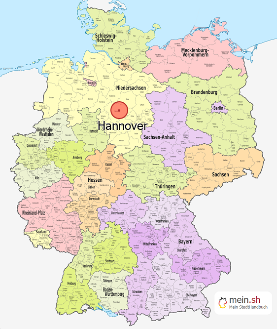 Deutschlandkarte mit Hannover
