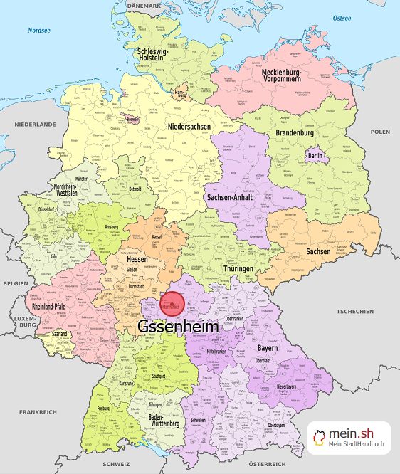 Deutschlandkarte mit Gssenheim
