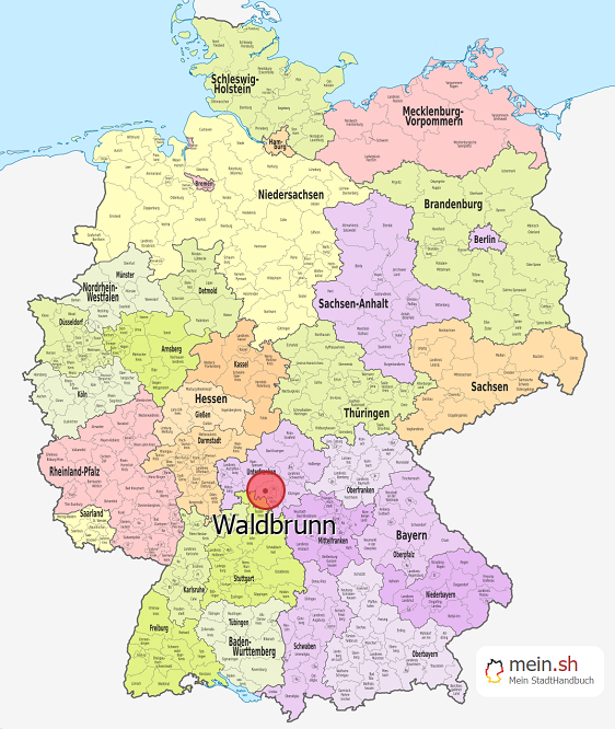 Deutschlandkarte mit Waldbrunn