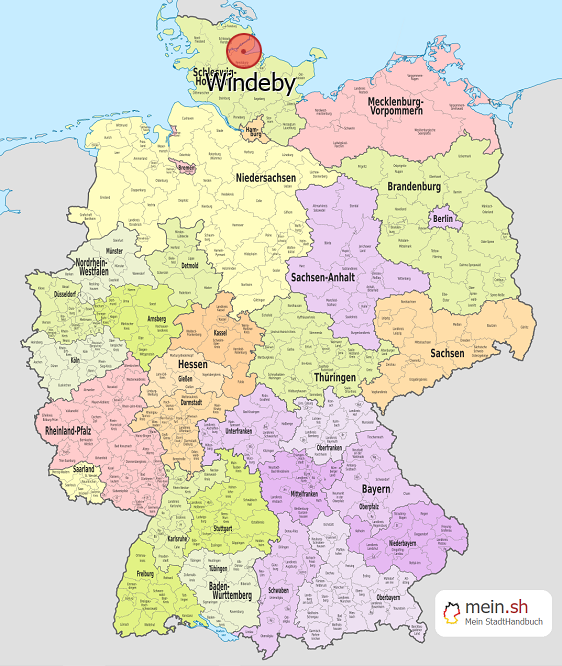Deutschlandkarte mit Windeby