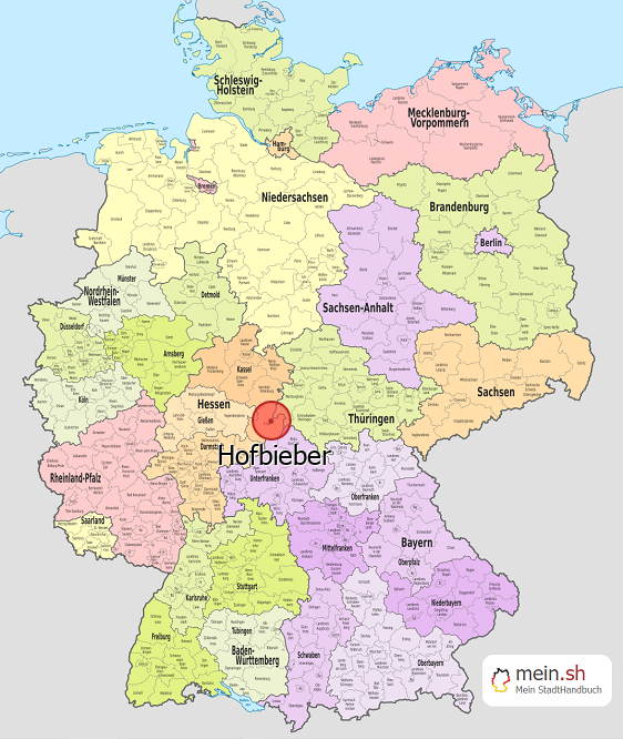 Deutschlandkarte mit Hofbieber