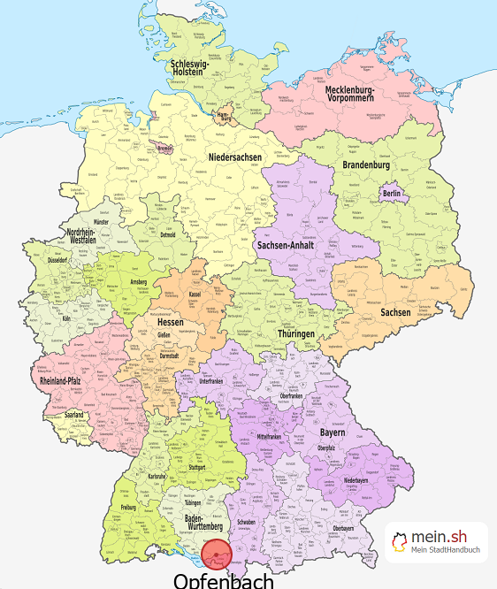 Deutschlandkarte mit Opfenbach