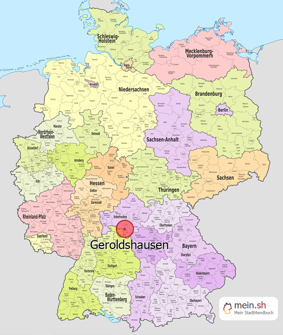 Deutschlandkarte mit Geroldshausen