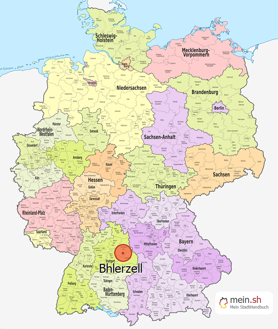 Deutschlandkarte mit Bhlerzell