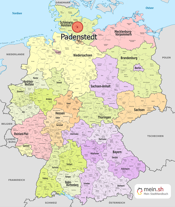 Deutschlandkarte mit Padenstedt
