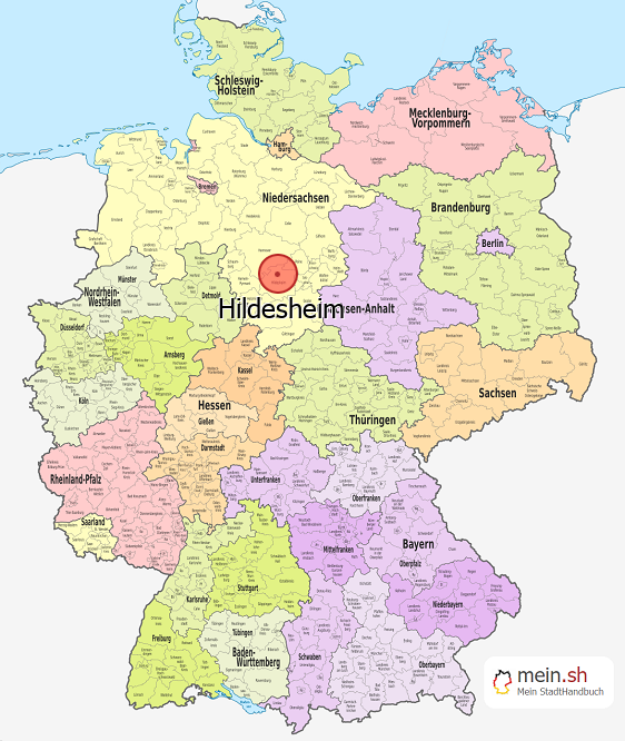 Deutschlandkarte mit Hildesheim