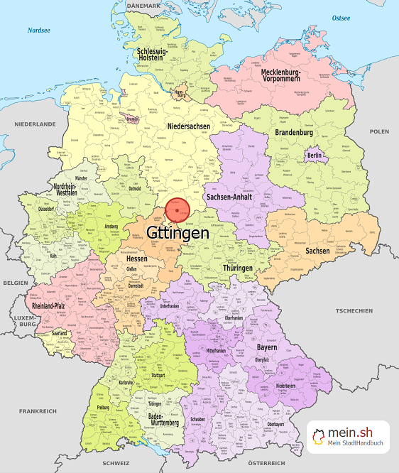 Deutschlandkarte mit Gttingen