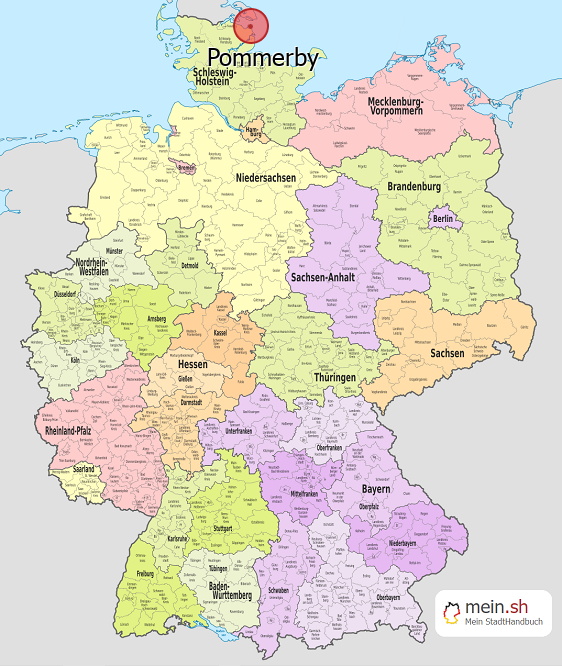 Deutschlandkarte mit Pommerby
