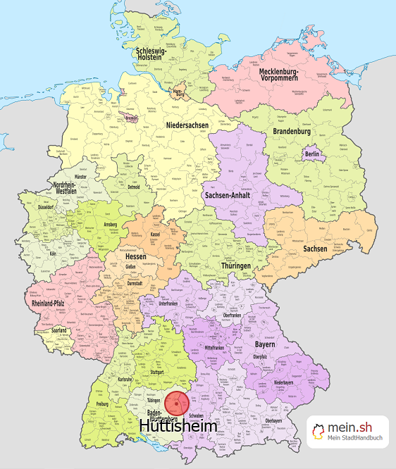 Deutschlandkarte mit Hüttisheim
