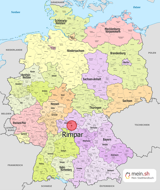Deutschlandkarte mit Rimpar