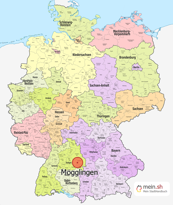Deutschlandkarte mit Mögglingen