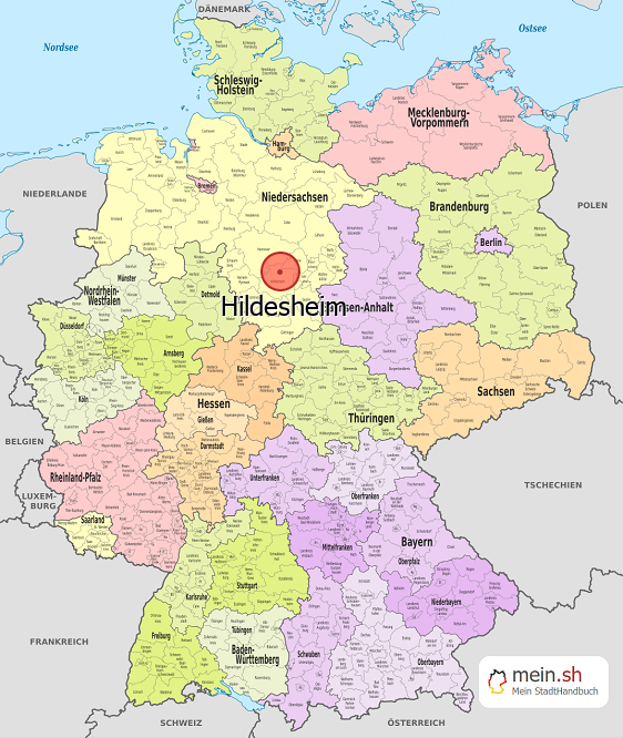 Deutschlandkarte mit Hildesheim