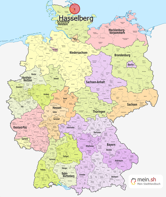 Deutschlandkarte mit Hasselberg